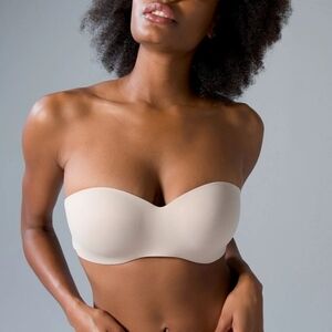 Soma Enbliss Stay Put‎ Strapless Wireless Bra 34C Pale Sand Excellent Condition!